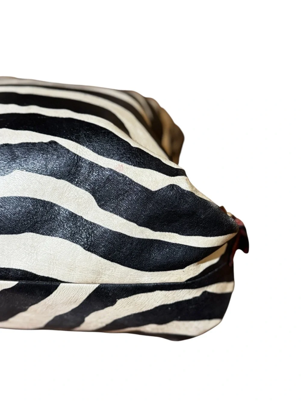 Dooney & Bourke Black and White Zebra Print Hobo with Burgundy Trim